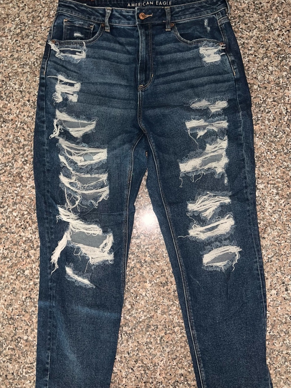 American Eagle Outfitters Distressed Dark wash strigid mom Jeans